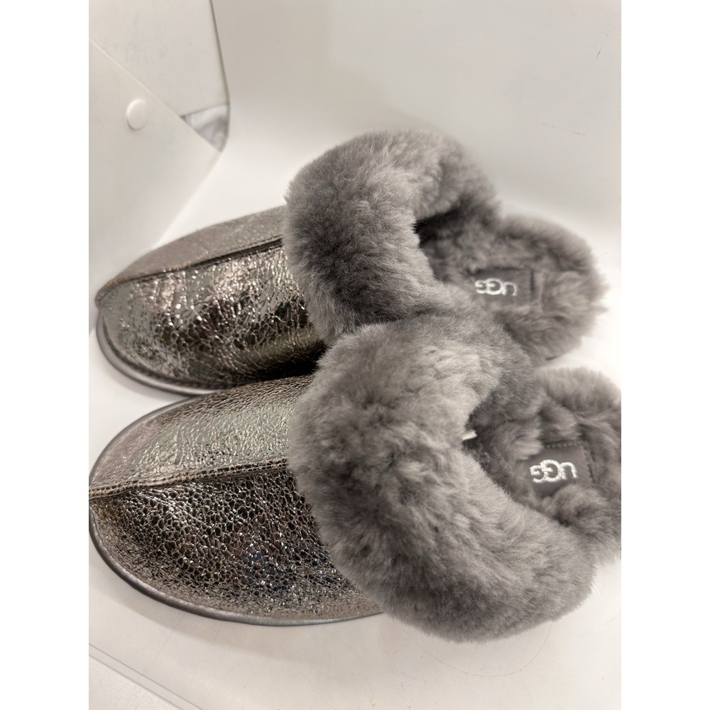 UGG Scuffette II Metallic Sparkle Gunmetal Gray Slippers Women's Size 8 - Picture 4 of 8